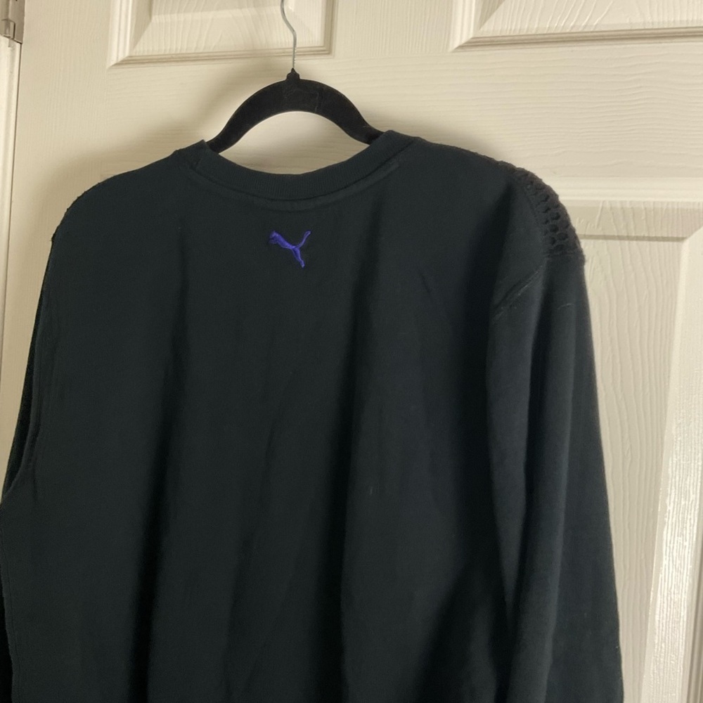 PUMA MESH CREW NECK SWEAT SHIRT - BLACK - MENS Size large - Picture 8 of 9
